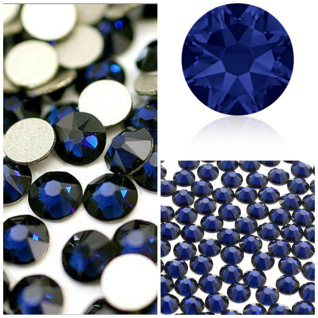 144-Pack Dark Indigo Blue 3mm Austria Crystal Rhinestones - IHC Flatback 12ss 2088