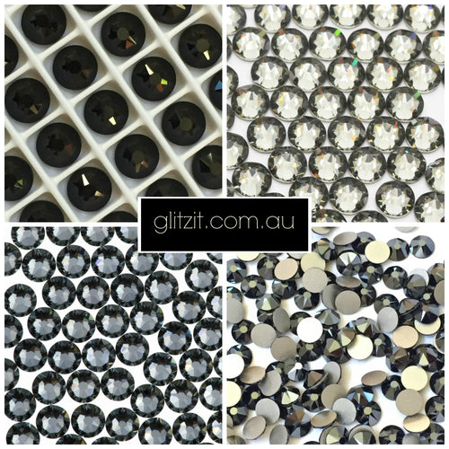 Swarovski Dark Crystals Mixed Size Glue On Flatbacks SS5-SS12 X 150 PCS