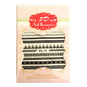 Black Ethnic Geometric Style Boho Nail Art Stickers - Glitz It
