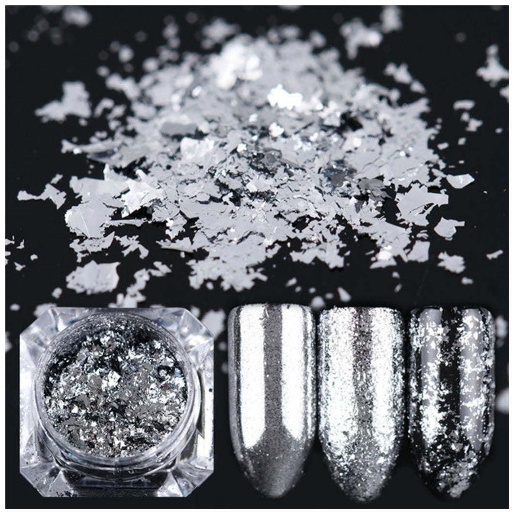 Born Pretty Silver Powder Flakes for Nail Art - Glitz It