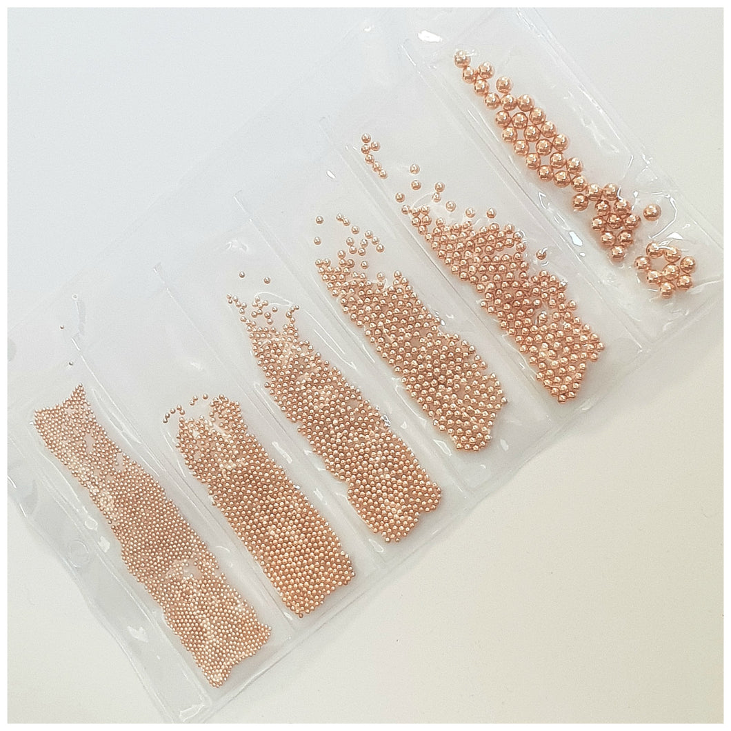 6 Grid Bag Caviar Beads for Nail Art: Rose Gold