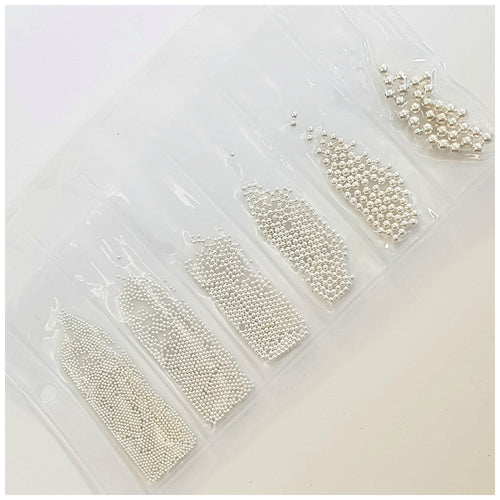6 Grid Bag Caviar Beads for Nail Art: Silver