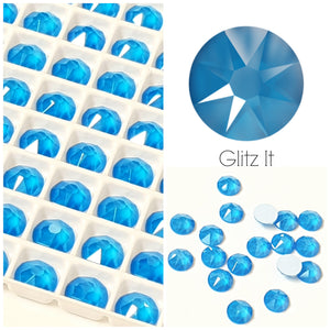 Swarovski Electric Blue Unfoiled Crystals Glue On Flatbacks - Glitz It