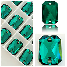Swarovski® Sew On Crystals: Emerald Cut 3252 Emerald - Glitz It