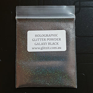 Holographic Pixie Dust Glitter Powder: Galaxy Black 5g