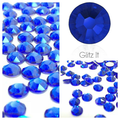 Swarovski Majestic Blue Crystals Mixed Size Glue On Flatbacks Small to Medium
