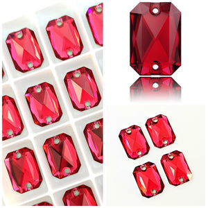 Swarovski® Sew On Crystals: Emerald Cut 3252 Scarlet - Glitz It