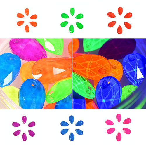 AAA+ Glitz It Pear Drop Sew On Crystals: Fluro Mixed Colour