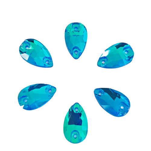 AAA+ Glitz It Pear Drop Sew On Crystals: Fluro Blue AB