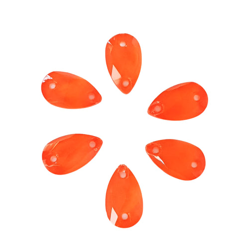 AAA+ Glitz It Pear Drop Sew On Crystals: Fluro Orange