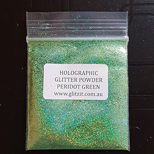 Holographic Pixie Dust Glitter Powder: Peridot Green 5g