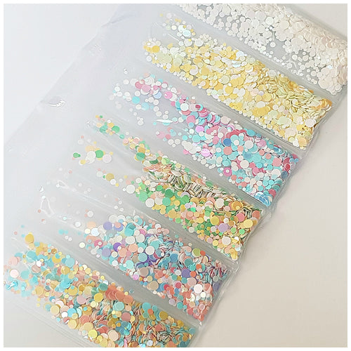 6 Grid Bag Sequins for Nail Art: Round Fairy Floss