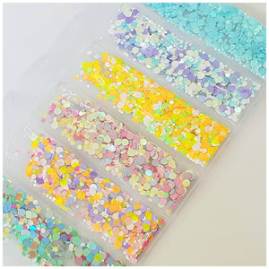 6 Grid Bag Sequins for Nail Art: Round Unicorn