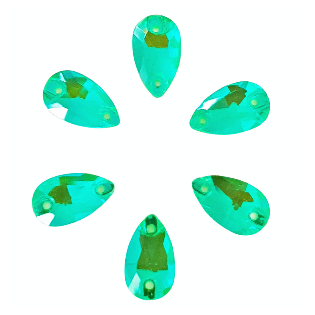 AAA+ Glitz It Pear Drop Sew On Crystals: Fluro Green AB