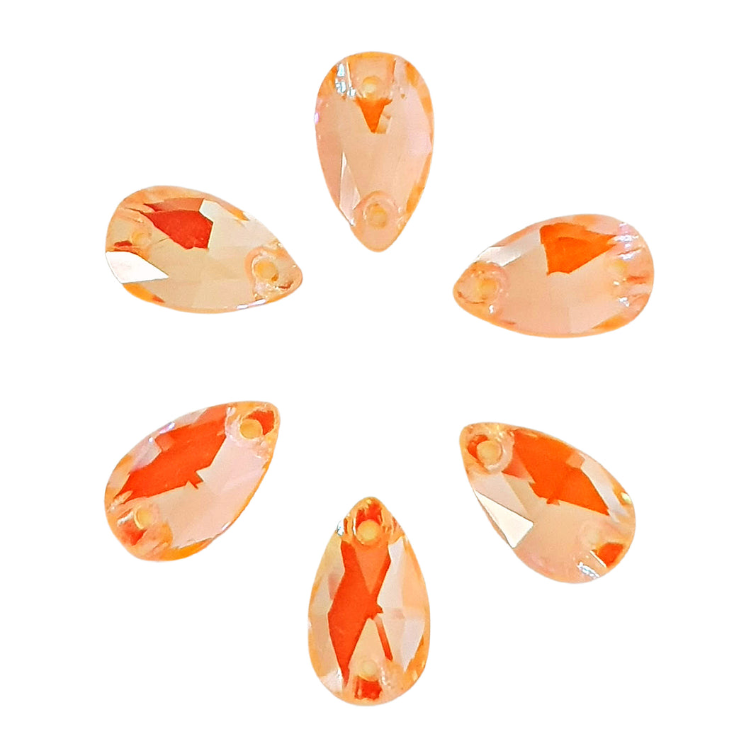 AAA+ Glitz It Pear Drop Sew On Crystals: Fluro Orange AB