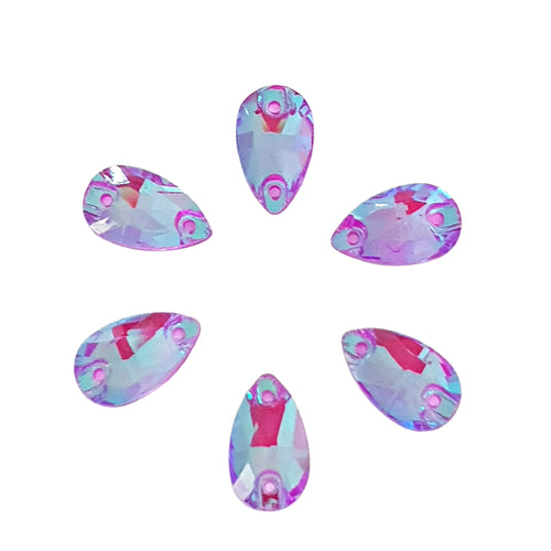 AAA+ Glitz It Pear Drop Sew On Crystals: Fluro Violet AB