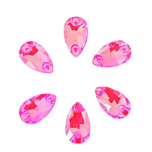 AAA+ Glitz It Pear Drop Sew On Crystals: Fluro Pink AB