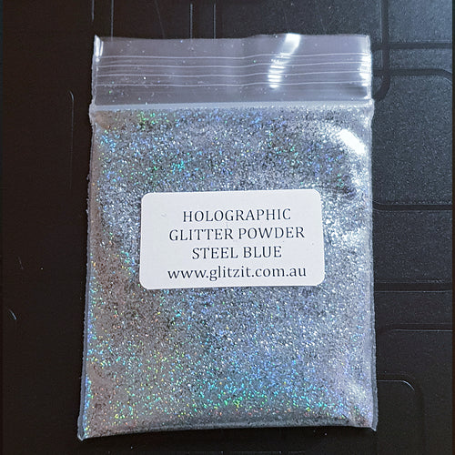 Holographic Pixie Dust Glitter Powder: Steel Blue 5g