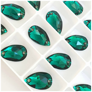 Swarovski® Sew On Crystals: Drop 3230 Emerald - Glitz It