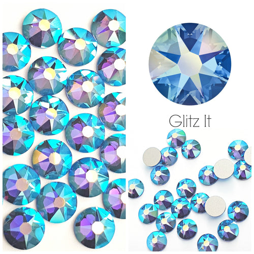 Swarovski Sapphire AB Crystals Glue On Flatbacks - Glitz It